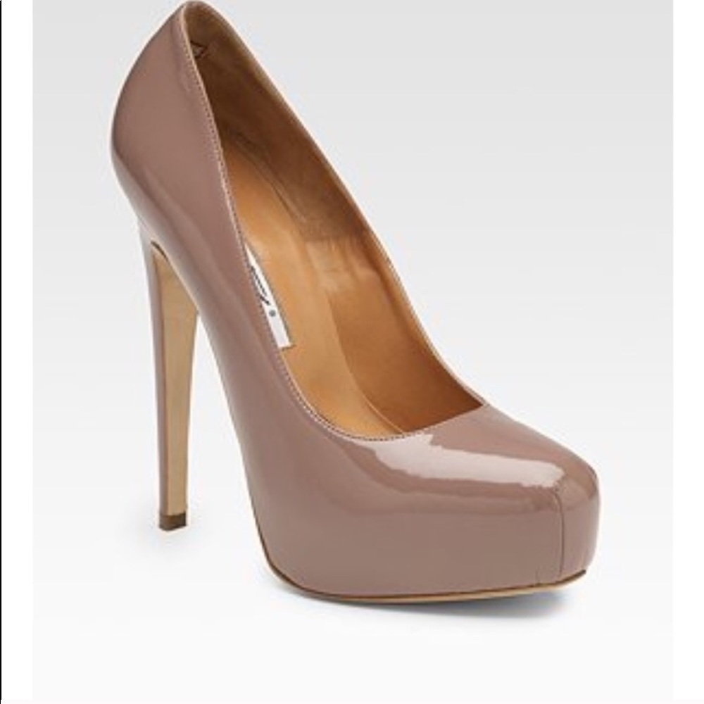 Brian Atwood Gray Patent Leather Maniac Heels